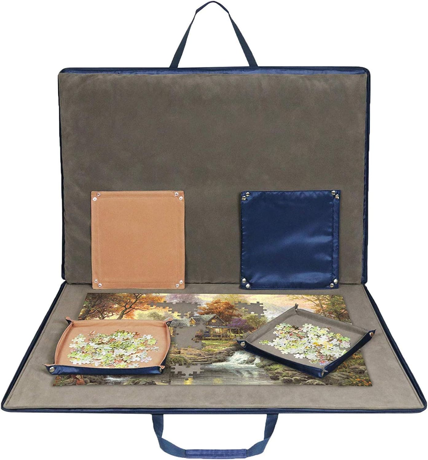 Lavievert 1500 Piece Jigsaw Puzzle Board with Padded Cover, Portable Case with 6 Sorting Trays & Detachable Board, Puzzle Caddy Storage Saver with Non-Slip Surface for Adults