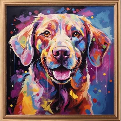 Leczany Cross Stitch Stamped Kit for Adults or Kids - Colorful Dog | DIY Embroidery Starter Patterns Craft Kit Needlepoint for Beginner | 11CT, 3 Strands | 14.2x14.6 inches