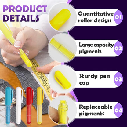 4PCS Sewing Chalk for Fabric, Wipeable and Washable Fabric Chalk for Sewing, Tailors Chalk for Fabric Etailed Marking on Fabrics, Cottons, Leathers - Blue, White, Red, Yellow