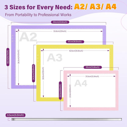ZEXALIGHT A2 Light Box for Tracing, Light Pad for Diamond Painting with 8 Levels/Stepless Dimming Brightness and 3 Color Modes, Ultra-Thin Copy Board Light Table for Artists Tracing Drawing (Black)