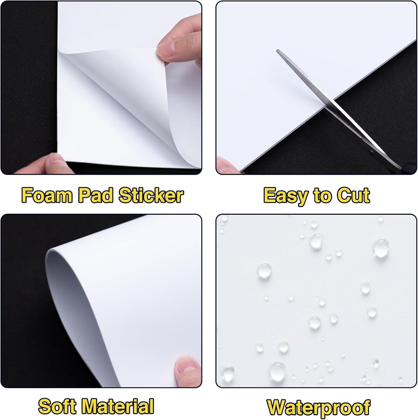 MEARCOOH 20-Pack Self Adhesive Foam Sheets, White 2mm Sticky Eva Foam Paper 6x9 Inch for 3D Crafts Cardmaking Classroom Scrapbooking