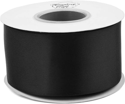 Humphrey's Craft 2 Inch Black Double Faced Satin Ribbon - 20 Yards for Gifts Wrapping DIY Bows Wedding Bouquet Cutting Ceremony Decoration Christmas Tree. - Crafty Corner