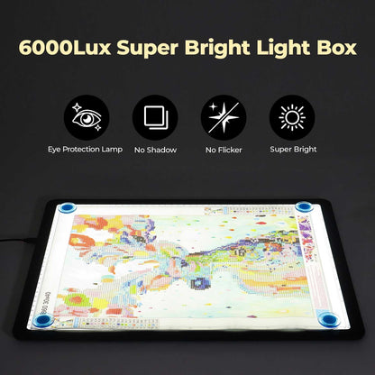 Heanolier A3 Artist tracing Light Box Copy Table,(18.2" L x 13.4" W) Super Bright Magnetic Light Pad with Side Buttons,USB-C Power Dimmerable Light Board for Diamond Painting,Tattoo Drawing,Sketching