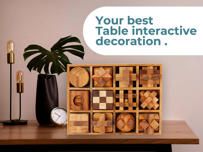BSIRI Wooden Puzzle Box Set (12 Games) - Challenging Brain Teasers and 3D Puzzles for Adults, Interlocking Games for IQ Test, Ideal for Patio Decor and Unique Gift for Chistmas