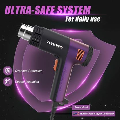 A Nice Heat Gun, Compact but Powerful, Variable Temp Control 122℉~1202℉, Fast Heating Smaller Heat Gun for Crafting, Shrink Tubing,Shrink Wrap,Vinyl Wrap, Intergrated Holder for Hands Free & Hanging - Crafty Corner