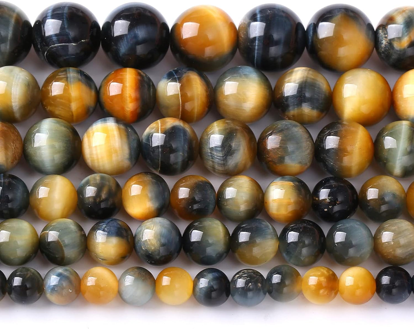 10mm 38Pcs AAAAA Tiger Eye Beads for Jewelry Making - Natural Stone Semi Precious Round Smooth Gemstones Loose Spacer Beads