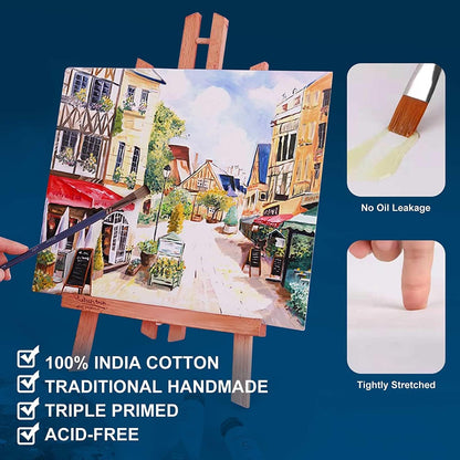 Stretched Canvases for Painting 11x14 Inch 7-Pack, 10 oz Triple Primed Acid-Free 100% Cotton Blank Canvas, Art Canvases for Oil Paint Acrylics Pouring & Wet Art Media, Pour Painting