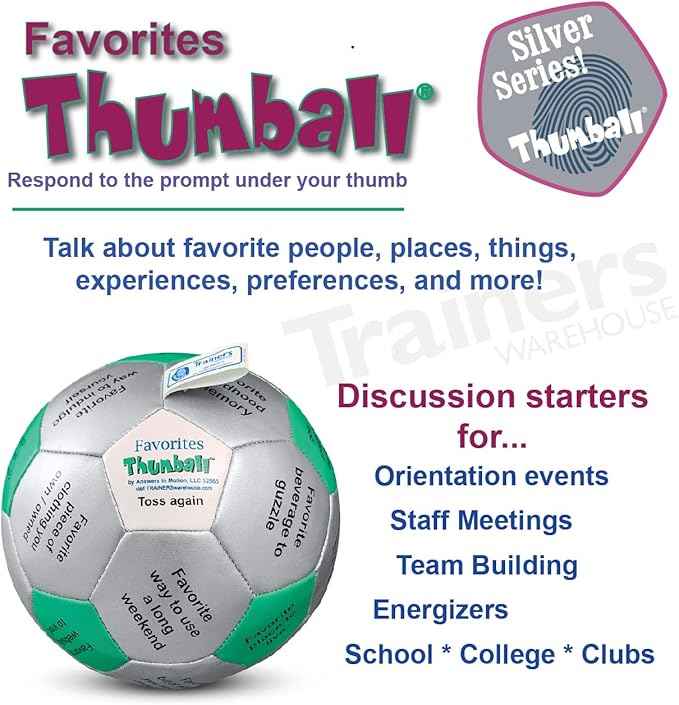 Trainers Warehouse 6" Thumball Collection, 32 Prompts for Conversation, Team Building, Relationship and Training