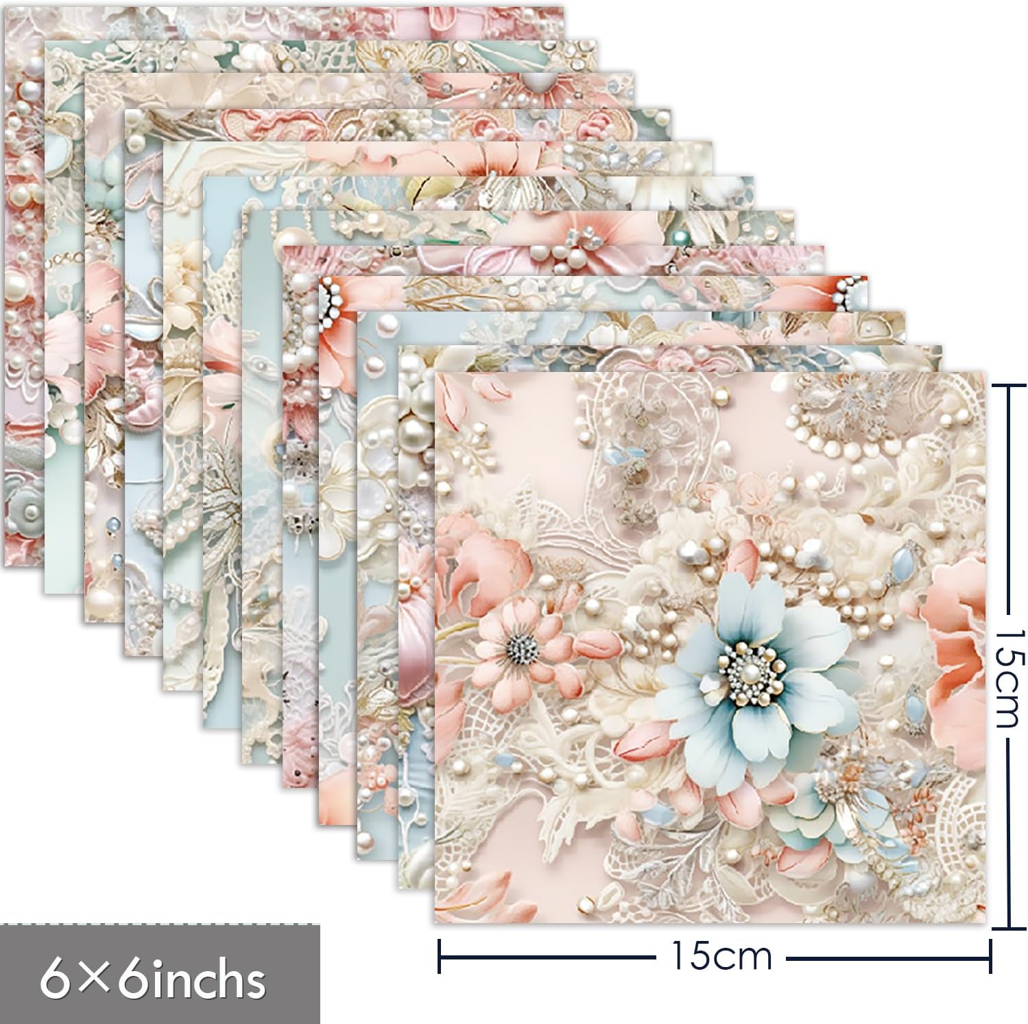 Scrapbook Paper 6X6, Card Making Supplies, Single-Sided Cardstock Paper Pads, Decorative Craft Paper, Pearlescent Bloom Pattern Paper Pack, Decopodge Papers, Scrapbooking junk journal Supplies-24 PCS - Crafty Corner