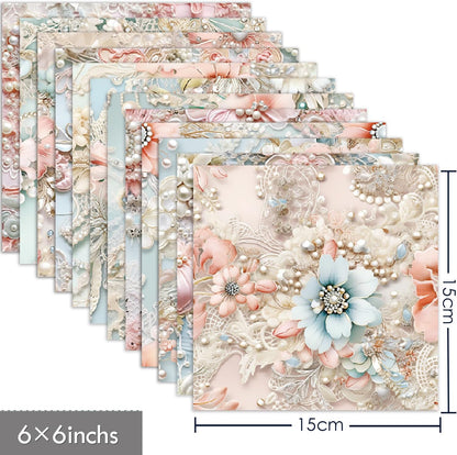 Scrapbook Paper 6X6, Card Making Supplies, Single-Sided Cardstock Paper Pads, Decorative Craft Paper, Pearlescent Bloom Pattern Paper Pack, Decopodge Papers, Scrapbooking junk journal Supplies-24 PCS - Crafty Corner