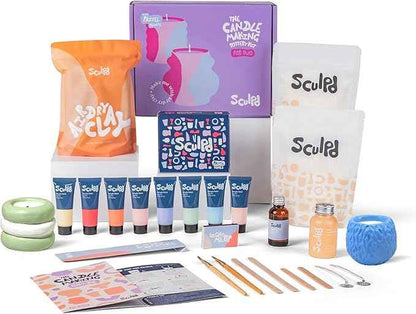 Sculpd - The Original Candle Making & Pottery Kit - Complete 2 Person Art Set: Includes Air Dry Clay, Soy Wax, Fragrance & Tools - DIY Arts Crafts Gift for Adults, Teens, Men & Women (Peony Rose)