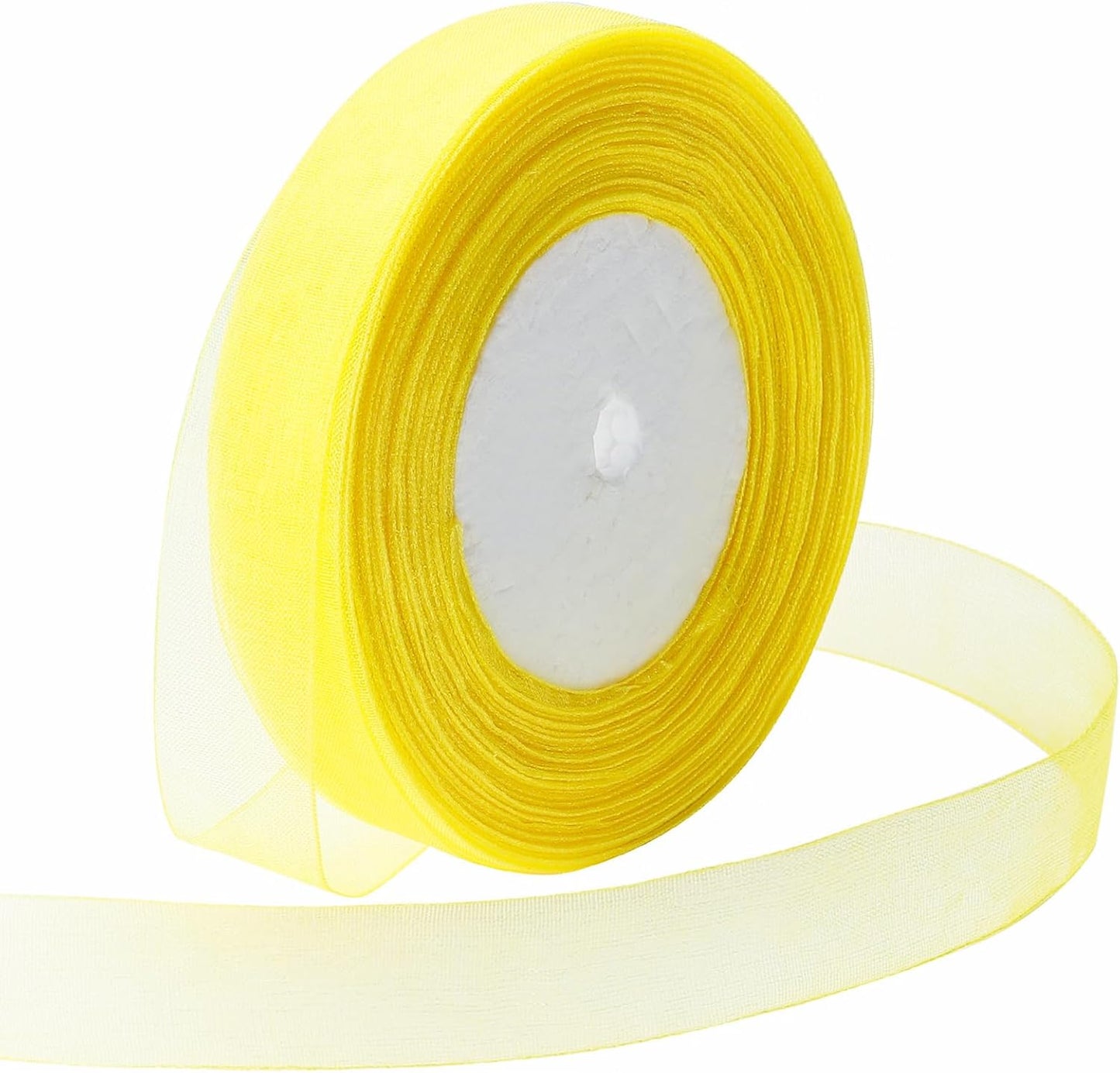 Ribbon for Gift Wrapping 3/4 inch Yellow Sheer Organza Ribbon for Flower Bouquet Tulle Thin Chiffon Ribbons for Wedding Invitations Christmas Halloween Presents Decorations Crafts 50 Yards - Crafty Corner