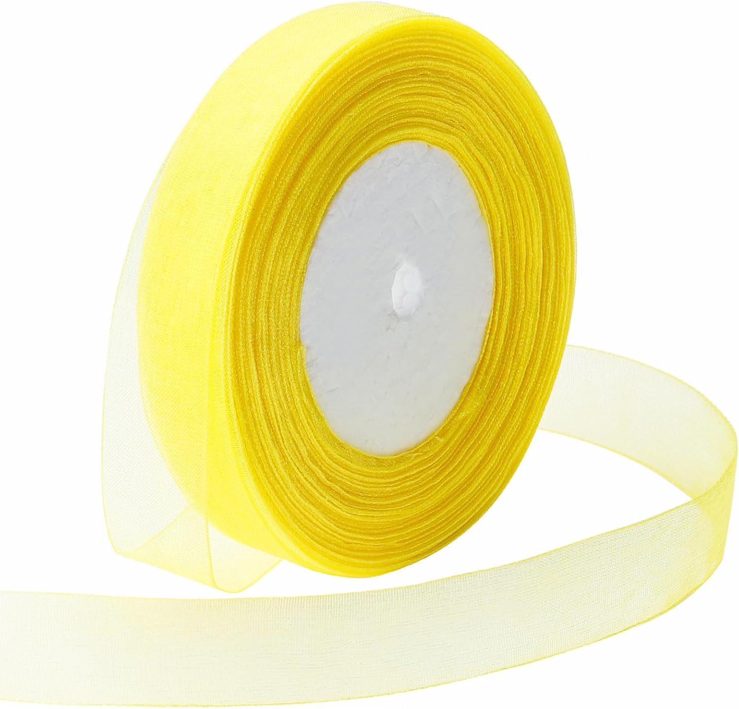 Ribbon for Gift Wrapping 3/4 inch Yellow Sheer Organza Ribbon for Flower Bouquet Tulle Thin Chiffon Ribbons for Wedding Invitations Christmas Halloween Presents Decorations Crafts 50 Yards - Crafty Corner