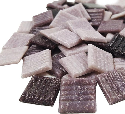 Mosaic Tiles, Bulk Glass Mosaic Pieces, 2x2cm Wavy Square Tiles, Mosaic Kits for Adults, Glass Mosaic Tiles for Crafts DIY Art, Frames, Vases Filler, Home Decor, 410g/14.5oz (Purple)