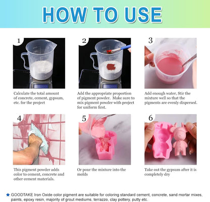 GOODTAKE Iron Oxide Powder, Green Concrete Color Pigment, Green Grout Colorant, Color Dye for Cement, Concrete, Clay, Pastel, Mortar, Grout, Mix DIY, Epoxy Resin (Green, 8 oz)