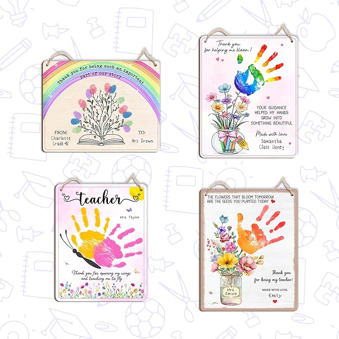 DIY Kids Handprint Flowers Art Craft Keepsake Gifts for PreK Preschool Kindergarten Teachers, Thank You Teacher Appreciation Graduation Gift, The Flowers Bloom Tomorrow Are The Seeds You Planted Today