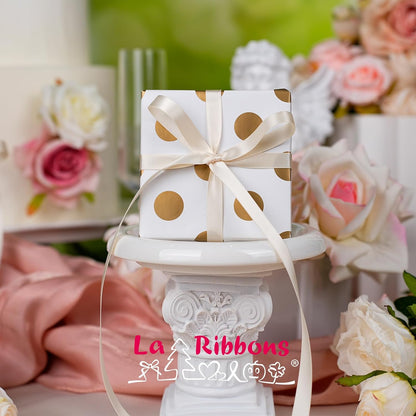 LaRibbons 3/8 Inch 50 Yard Double Faced Satin Ribbon,Ivory Small Satin Craft Fabric Ribbon for Gift Wrapping Floral Bouquets Wedding Party Decoration - Crafty Corner
