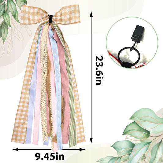 Large Fall Ribbons Bow for Wreath, Orange White Buffalo Plaid Fabric Ribbons Set Assorted Lace Ribbon Blue Pink Clip-On Wreath Sash Ribbon Bundle for Fall Thanksgiving Home Indoor Outdoor Decor - Crafty Corner