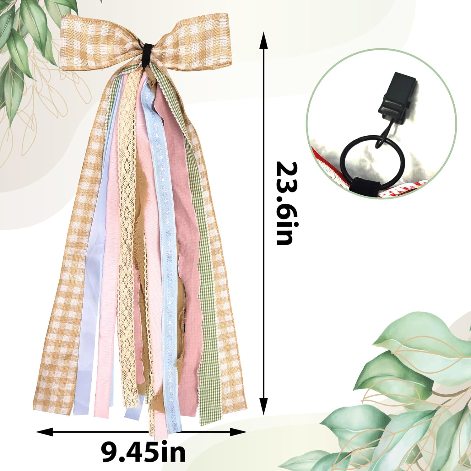 Large Fall Ribbons Bow for Wreath, Orange White Buffalo Plaid Fabric Ribbons Set Assorted Lace Ribbon Blue Pink Clip-On Wreath Sash Ribbon Bundle for Fall Thanksgiving Home Indoor Outdoor Decor - Crafty Corner