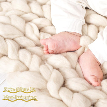 QMNNMA Wool Roving Yarn, Super Wool Chunky Yarn, 14.1oz Wool Felting Supplies