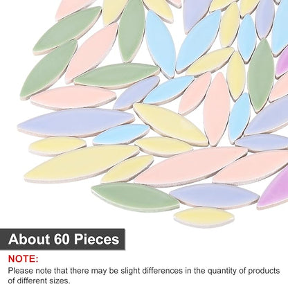 uxcell Ceramic Mosaic Tile, About 200g Teardrop Leaf Tile Mosaic Block for Handicrafts Artwork, Blue/Yellow/Purple/Green/Pink