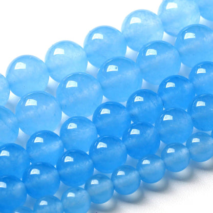 4MM Natural Stone Aquamarine Blue Chalcedony Beads Round Loose Beads for Jewelry Making Bracelet 180pcs 2 Strands 32"