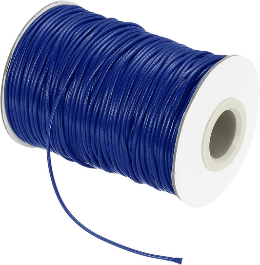 MECCANIXITY Waxed Cord 1.5mm Waxed Thread 87 Yard Wax String Leather Cord for Bracelet Making, Necklaces, Beading, Jewelry Making and DIY Crafts(Dark Blue)