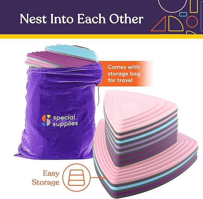 Special Supplies Stepping Stones for Kids Indoor and Outdoor Balance Blocks Promote Coordination, Balance Strength Child Safe Rubber, Non-Slip Edging