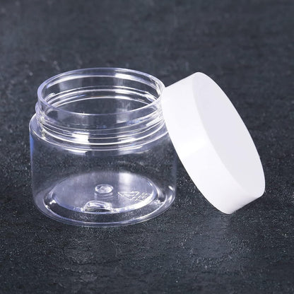 12 Pack 3 oz Plastic Container Jars with Lids Round Clear Travel Cosmetic Container Jars for Toiletries, Lotion, Cream, Ointments, Makeup, Rhinestone, Samples, Kitchen Storage (White)