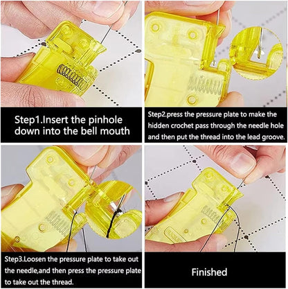 Automatic Needle Threader, 10 PCS Simple Needle Threaders Sewing Tool, Quick Self Threading Needles Plastic Sewing Machine Threader for Hand Stitching Embroidery Floss, Fits Most of Needles