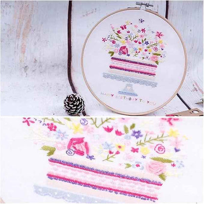 Act Iron Embroidery Starter Kit Full Range of Starter Including Instructions Stamped Cloth with Pattern Hoop Color Threads and Tools Crafts for Adults(Flowers 3)