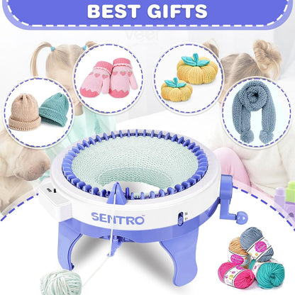 BZVV Knitting Machine for SENTRO 48 Needles Smart Knitting Crochet Machine with Row Counter for Adults and Beginners, Knitting Board Rotating Double Loom, Weaving Loom Machine Kit New Year Gifts