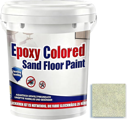 Epoxy Colored Sand Floor Paint, Epoxy Floor Paint for Concrete, High Gloss Marble Effect Coating, Waterproof Non-Slip Concrete Paints, Suitable for Indoor/Outdoor Use (Millet Yellow,32 oz/1 kg)