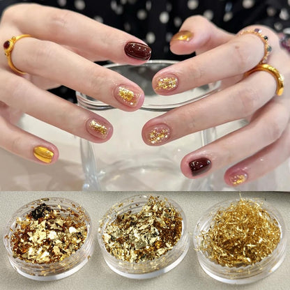 6 Bottles Holographic Nail Glitter Foils, Metallic Gold Silver Hot Pink Ultra-Thin Aluminum Foil Flakes for Nails, Resin Jewelry Making, Painting Art Nail Supplies DIY Manicure Charms Decorations
