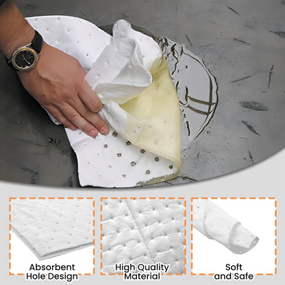 Smaafit Oil Absorbent Pads Heavyweight Dimpled Pad Garage Accessories, Oil-Only Absorbent Mat Pad for Absorbing Protecting Home Garage Basement, 30 Gal Total (100 Pcs, White, 17.5 x13.5 Inch)