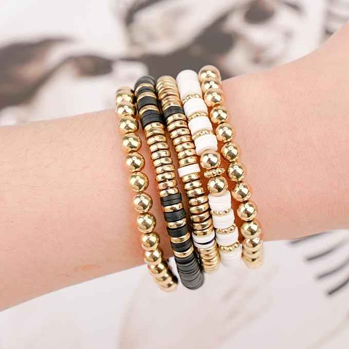 Gionlion 3000 Pcs Clay Beads Bracelets for Women Adults, Bracelet Making kit Golden Beads for Jewelry Making, Charms Bracelet Kit DIY Arts and Crafts Birthday Valentines Day Gifts