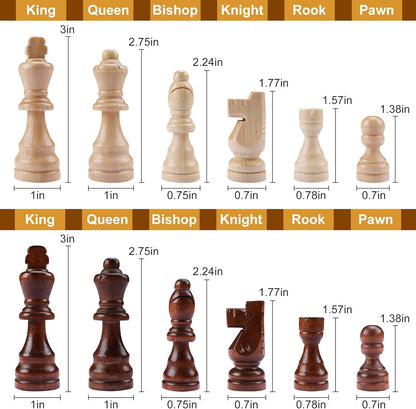 Gothink Magnetic Wooden Chess Board Set with Manual for Adults Kids 15 Inch Chess Puzzle with 32 Wood Handmade Pieces Folding Portable Travel Unique Chess Game for Tournament Professional Beginner