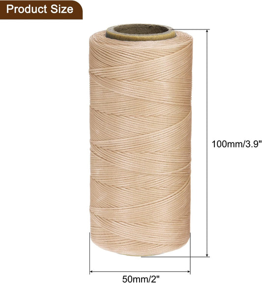 uxcell 150D 0.8mm Flat Waxed Thread 284 Yards Polyester Leather Sewing Waxed String Hand Stitching Waxed Cord for Leather Stitching Sewing Bookbinding DIY Craft Light Beige