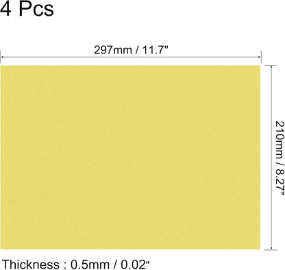 uxcell 4Pcs A4 Gel Light Lighting Filter Overlay Transparent Color Correction Plastic Vinyl PVC Sheets Photography Television Matte Yellow,0.5mm