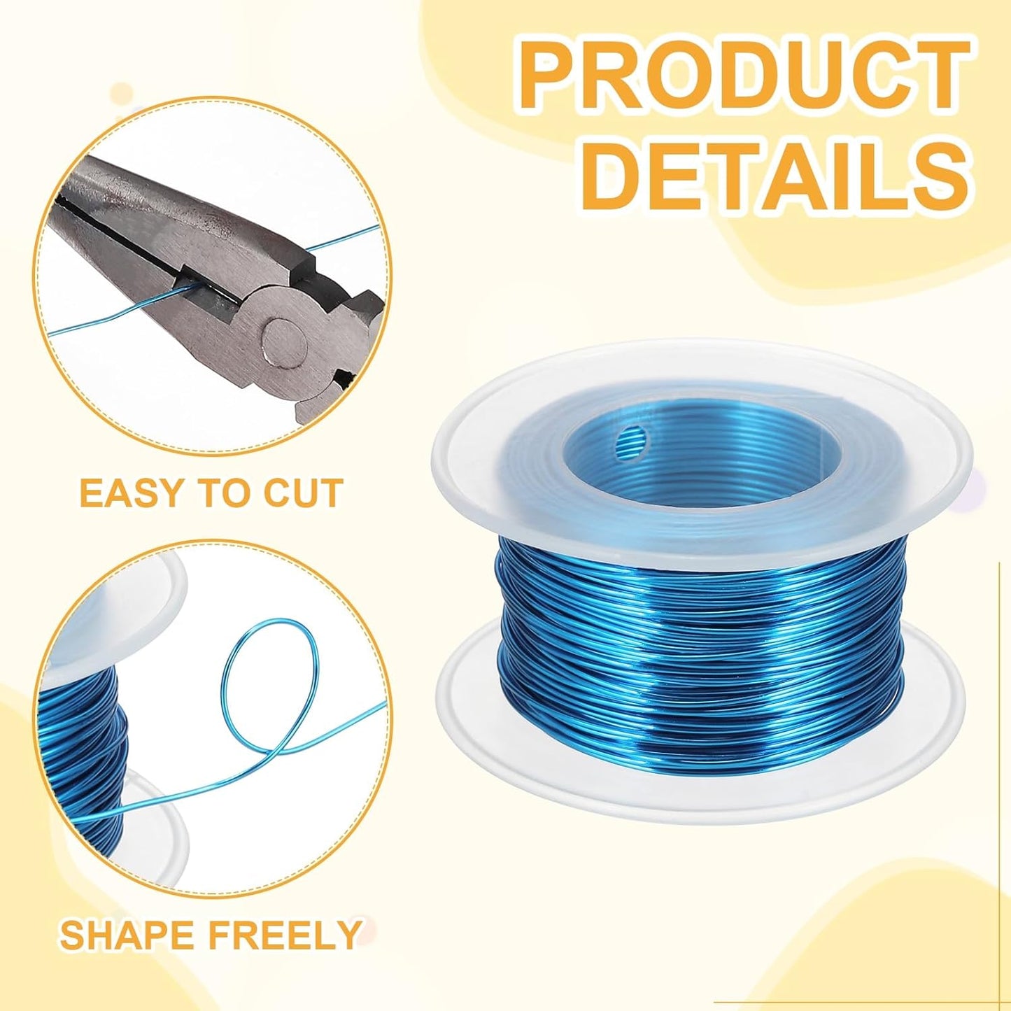 uxcell 20 Gauge / 0.8mm Anodized Aluminum Wire for Jewelry Craft Making, 102 Feet Bendable Flexible Wire for DIY Home Decor Gardening Sculpture, Blue
