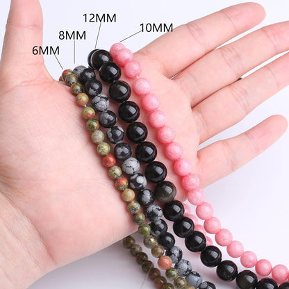 60PCS 6MM Black Malachite Beads Stone Beads Energy Healing Beads for DIY Jewelry Bracelet Necklace Making for Jewelry Making15Inch