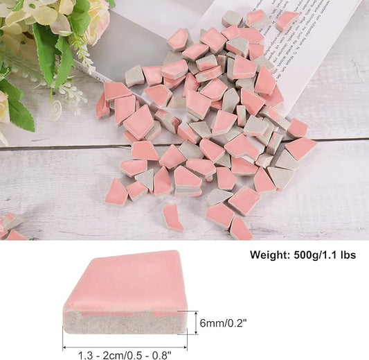 uxcell 500g/1.1LB Irregular Ceramics Mosaic Tiles, 1.3-2 cm Bulk Stained Ceramic Mosaic Pieces Stones Mosaic Kits for DIY Art Craft Projects Home Decor, Beige