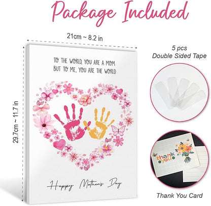 MIKAYENUS Happy Mother's Day Handprint Craft & Art Activity - DIY Handprint Gifts For Grandparents, Mom From Kid, Son, Daughter - First Mothers Day Gifts For Mom From Kids Arts And Crafts