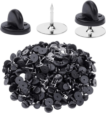 400pcs PVC Rubber Pin Backs Butterfly Clutch Pin Tie Tacks Blank for Uniform Badges Backing Holder Clasp Lapel Enamel (200 Sets)