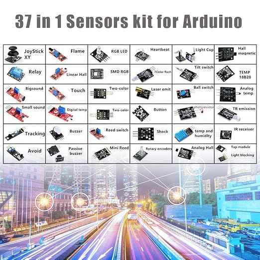 37/Set Sensor Assortment Kit 37 in 1 Sensor Module Starter Kit for Arduino MCU Educ(Infrared/Temperature/Avoid Obstacle/Buzzer Sensor etc)
