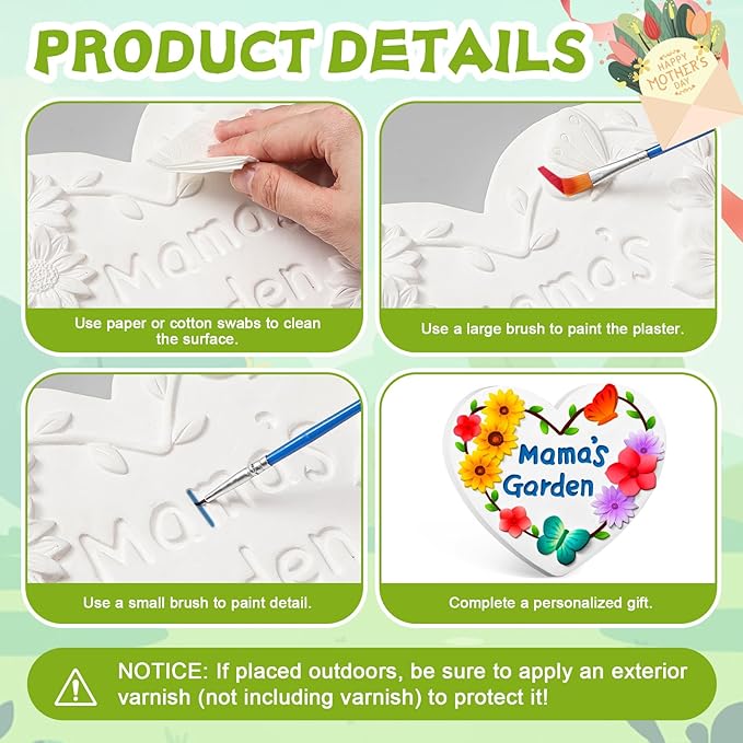 Juexica Mama's Garden Stepping Stones 9.5 Inch Mom Garden Stepping Stones Kit Outdoor Decorative Plaster Material DIY Paintable Mother Stepping Stones for Kids Ages 8+
