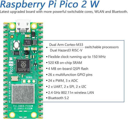 Freenove Omni Wheel Car Kit for Raspberry Pi Pico 2 W (Included), Dual Arm Cortex-M33 and Dual Hazard3 RISC-V Microcontroller, 3-Wheel and 4-Wheel Forms, Accelerometer Module, Compass Module