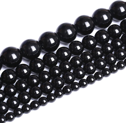 10mm 41pcs Natural Black Agates Onyx Stone Beads Smooth Round Loose Spacer Beads for Jewelry Making DIY Bracelets 15" (Black Agate, 10mm)