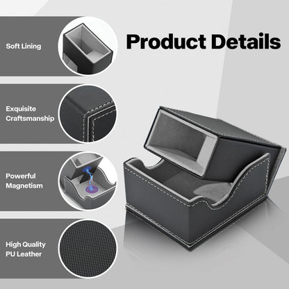 Dice Roller Tower, Premium DND Magnetic Dice Tray, Foldable PU Leather Dice Tower RPG Gifts for Dungeons and Dragons MTG Dm & Player Black/Grey