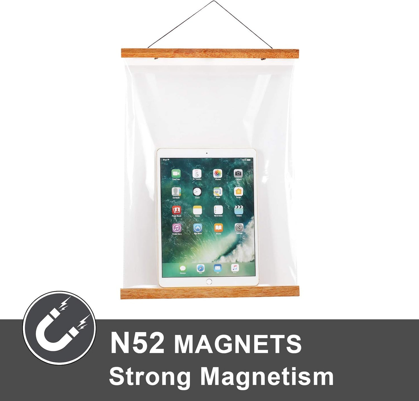 WITCOLOR Magnetic Poster Hanger Frame 13x19 13x13 13x17 Poster Frame 13 Inch Wide 1 Pack Magnetic Hanging Frames Light Wood Wooden Frame Hangers for Room Wall